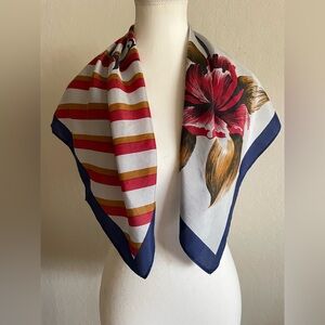 Floral and striped vintage silk scarf